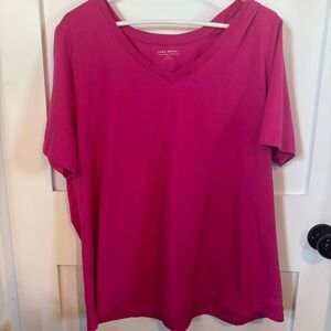 Lane Bryant Womens Lightweight Short Sleeve Plus Size Magenta Shirt Size 18/20